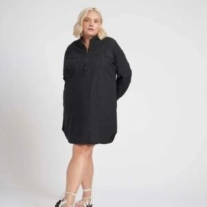 Universal Standard Hannah Stretch Cotton Chambray Shirtdress 3XL